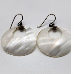 Vintage Mother of Pearl 925 TMA Sterling Silver Hoop Earrings